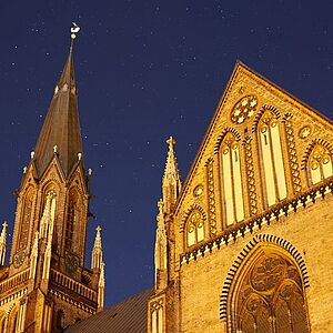 Die Paulskirche bei Nacht. 