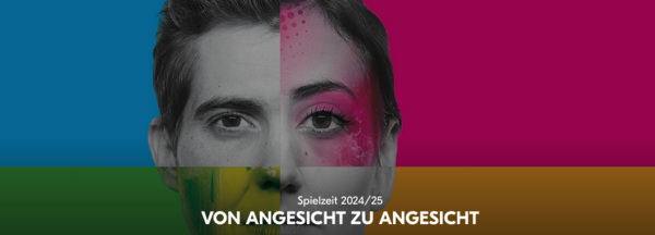 Ein Gesicht umhüllt von vier Farben. Aus dem Programmheft des Theaters.